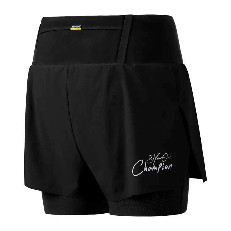 Aonijie Womens 2-n-1 Trail Running Waist Pack Shorts