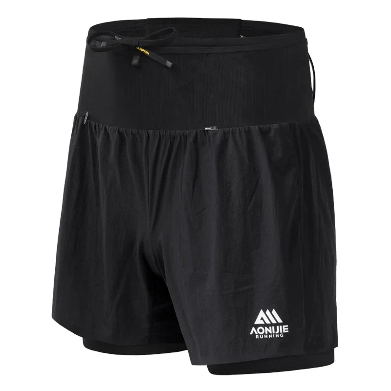 Aonijie Mens 2-n-1 Trail Running Waist Pack Shorts