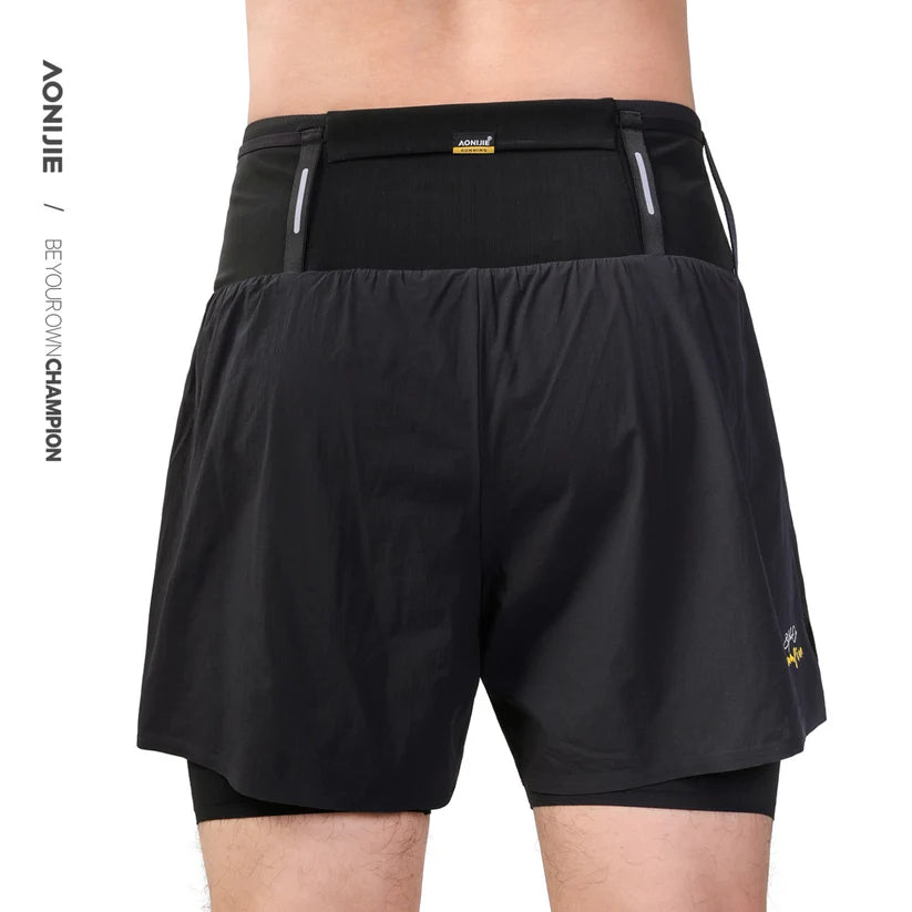 Aonijie Mens 2-n-1 Trail Running Waist Pack Shorts