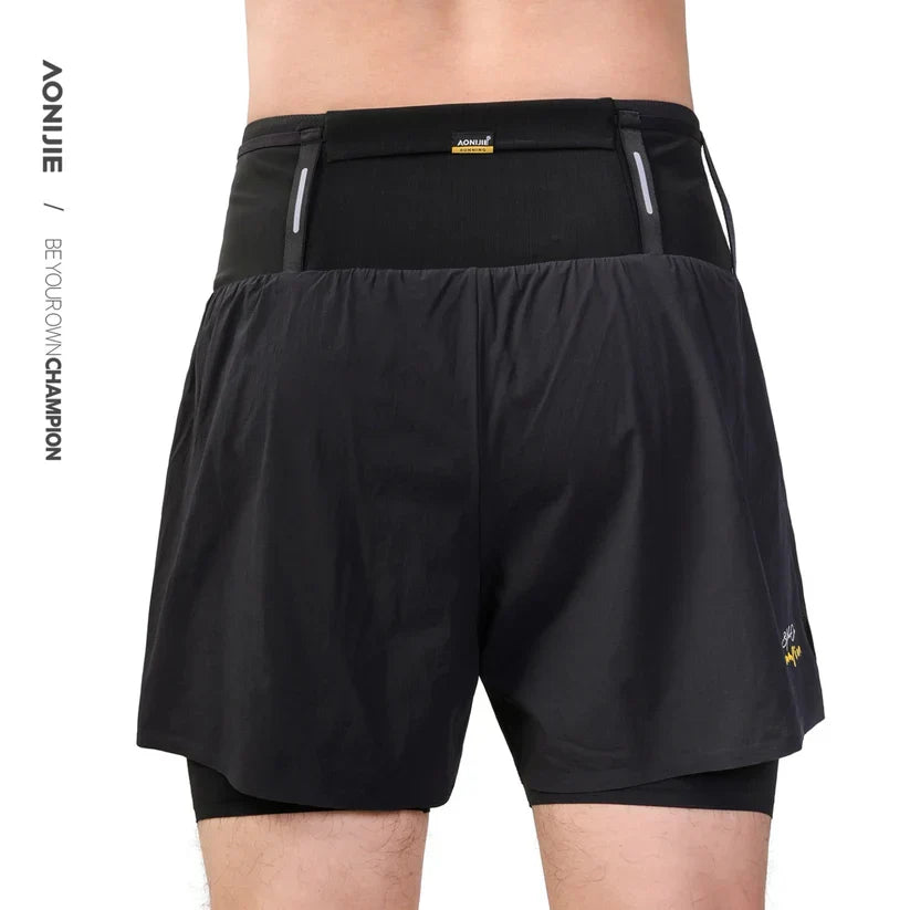 Aonijie Mens 2-n-1 Trail Running Waist Pack Shorts