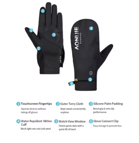 Aonijie Trail Gloves with convertible over-mitt