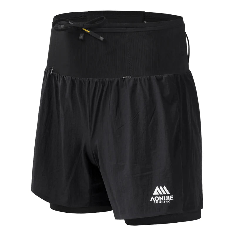 Aonijie Mens 2-n-1 Trail Running Waist Pack Shorts