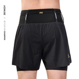 Aonijie Mens 2-n-1 Trail Running Waist Pack Shorts