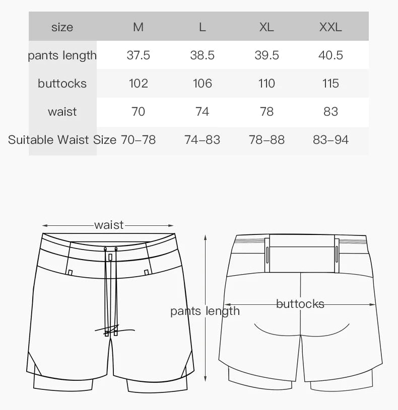 Aonijie Mens 2-n-1 Trail Running Waist Pack Shorts